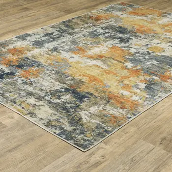 8' X 10' Teal Blue Abstract Non Skid Area Rug