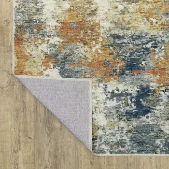 8' X 10' Teal Blue Abstract Non Skid Area Rug