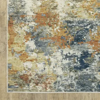 8' X 10' Teal Blue Abstract Non Skid Area Rug