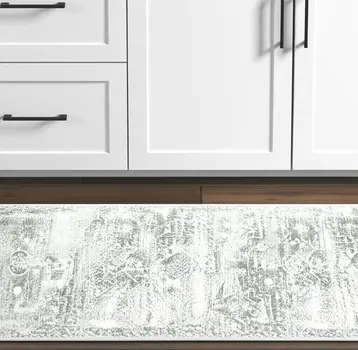2' X 8' Gray And Ivory Oriental Printed Stain Resistant Non Skid Runner Rug