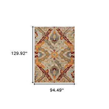 8' X 11' Blue and Beige Abstract Power Loom Area Rug