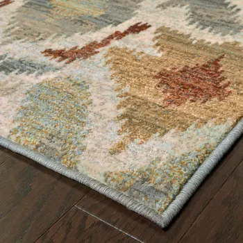 10' X 13' Gray and Ivory Abstract Power Loom Area Rug