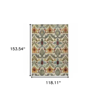 10' X 13' Gray and Ivory Abstract Power Loom Area Rug