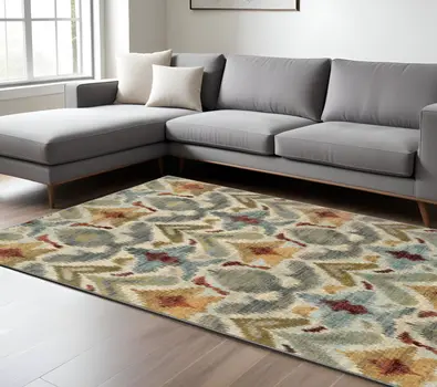 10' X 13' Gray and Ivory Abstract Power Loom Area Rug