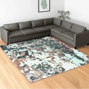 10' X 13' Grey And Blue Abstract Power Loom Stain Resistant Area Rug