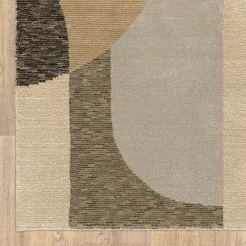 8' Green And Ivory Geometric Runner Rug