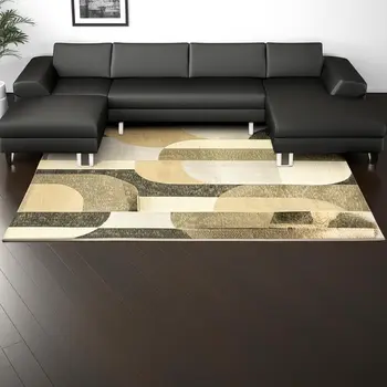 7' X 10' Brown and Ivory Geometric Power Loom Area Rug