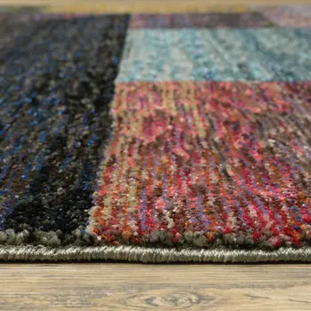 7' X 10' Purple and Red Geometric Power Loom Area Rug