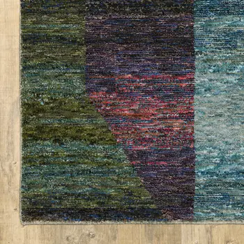 7' X 10' Purple and Red Geometric Power Loom Area Rug