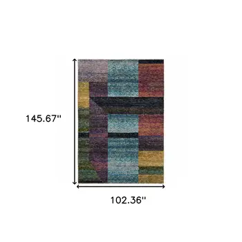 9' X 12' Purple and Red Geometric Power Loom Area Rug