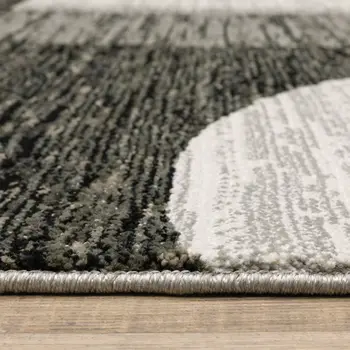 7' X 10' Gray and Ivory Geometric Power Loom Area Rug