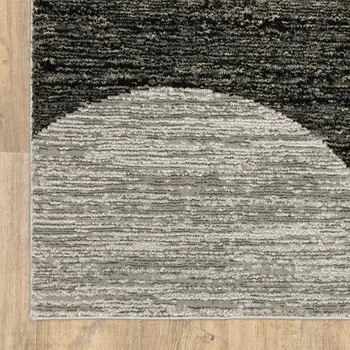 7' X 10' Gray and Ivory Geometric Power Loom Area Rug