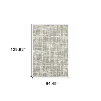 8' X 11' Gray and Ivory Abstract Shag Power Loom Area Rug