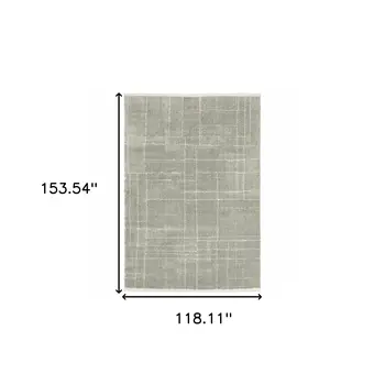 10' X 13' Grey And Ivory Geometric Shag Power Loom Stain Resistant Area Rug