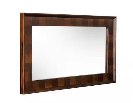 32" Dark Brown Solid Wood Framed Accent Mirror