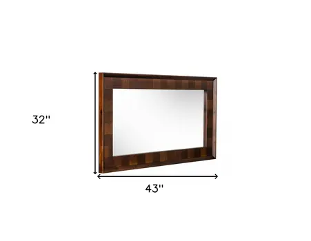 32" Dark Brown Solid Wood Framed Accent Mirror