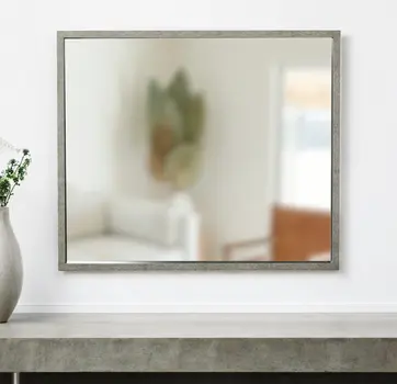 34" Gray Faux Concrete Framed Accent Mirror