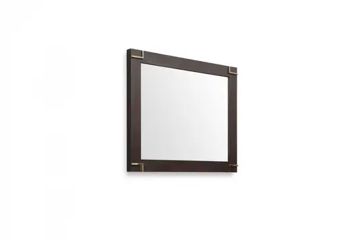 33" Brown and Gold Wood Framed Accent Mirror