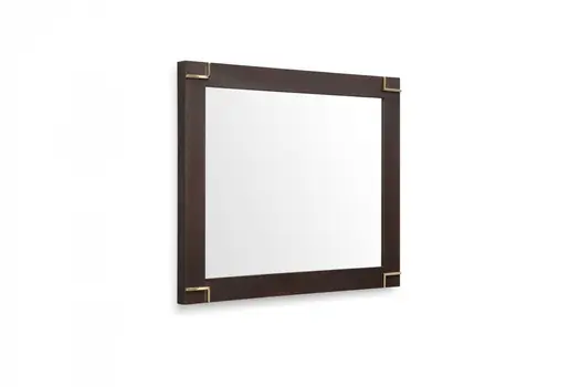 33" Brown and Gold Wood Framed Accent Mirror