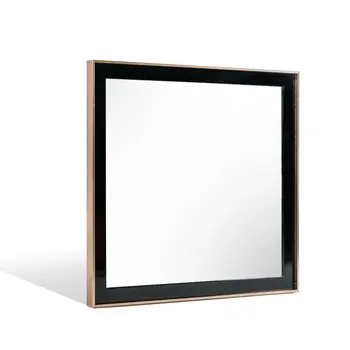 39" Rose Gold and Black Wood and Metal Framed Accent Mirror