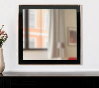 39" Rose Gold and Black Wood and Metal Framed Accent Mirror