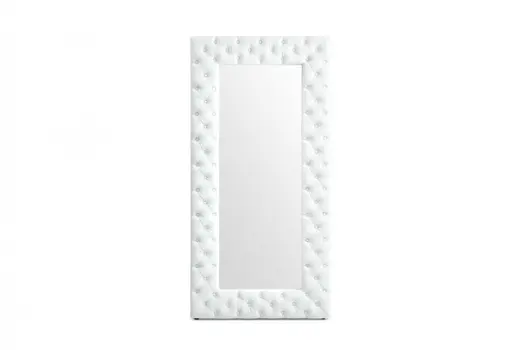 80" White Faux Leather Framed Leaning Accent Mirror