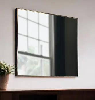 32" Gray Square Metal Framed Accent Mirror