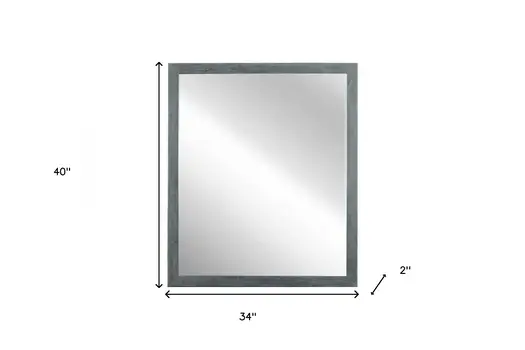 40" Dark Gray Solid Wood Framed Accent Mirror