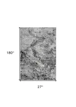 2' X 15' Grey Abstract Area Rug