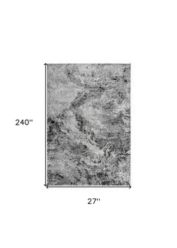 2' X 20' Grey Abstract Area Rug