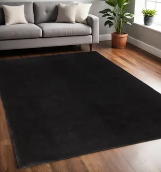 5' X 8' Black Shag Tufted Handmade Area Rug