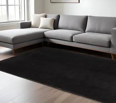 8' X 10' Black Shag Tufted Handmade Area Rug
