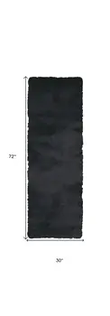 6' Black Shag Hand Tufted Runner Rug