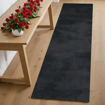 6' Black Shag Hand Tufted Runner Rug