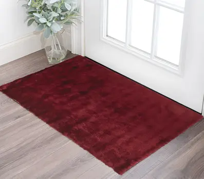 2' X 3' Red And Purple Shag Tufted Handmade Area Rug