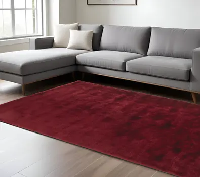 8' X 10' Red Purple Shag Hand Tufted Area Rug