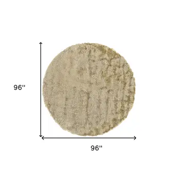 8' Taupe Shag Hand Tufted Round Rug