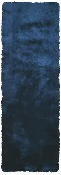 6' Blue And Black Shag Hand Tufted Runner Rug