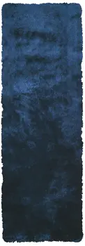 6' Blue And Black Shag Hand Tufted Runner Rug