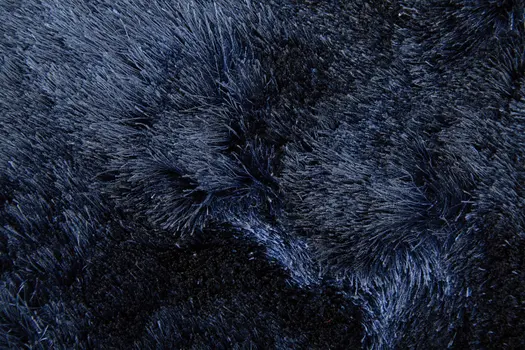 8' Blue and Black Shag Hand Tufted Round Rug