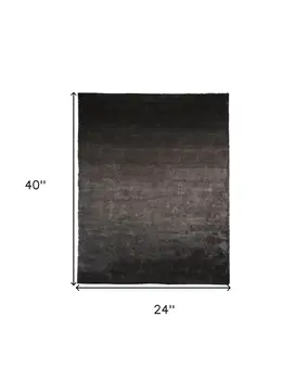 2' X 3' Gray And Black Shag Tufted Handmade Area Rug
