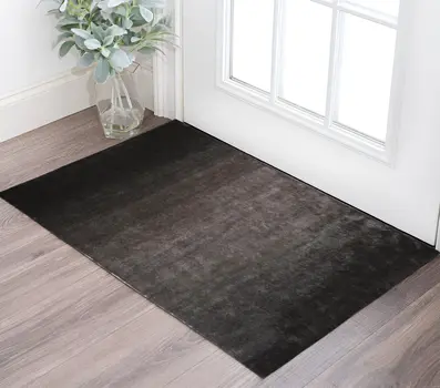 2' X 3' Gray And Black Shag Tufted Handmade Area Rug