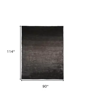 8' X 10' Gray And Black Shag Tufted Handmade Area Rug