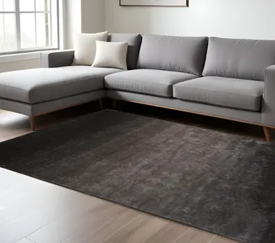 8' X 10' Gray And Black Shag Tufted Handmade Area Rug