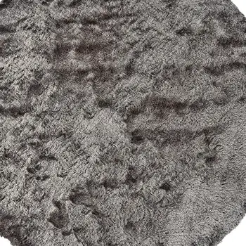 10' Gray And Black Round Shag Tufted Handmade Area Rug