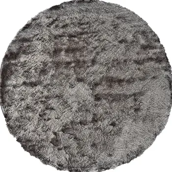 10' Gray And Black Round Shag Tufted Handmade Area Rug