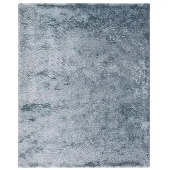 5' X 8' Blue And Silver Shag Tufted Handmade Area Rug