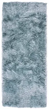 6' Blue And Silver Shag Tufted Handmade Runner Rug