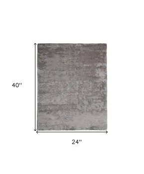 2' X 3' Gray And Silver Shag Tufted Handmade Area Rug