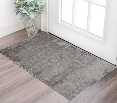 2' X 3' Gray And Silver Shag Tufted Handmade Area Rug